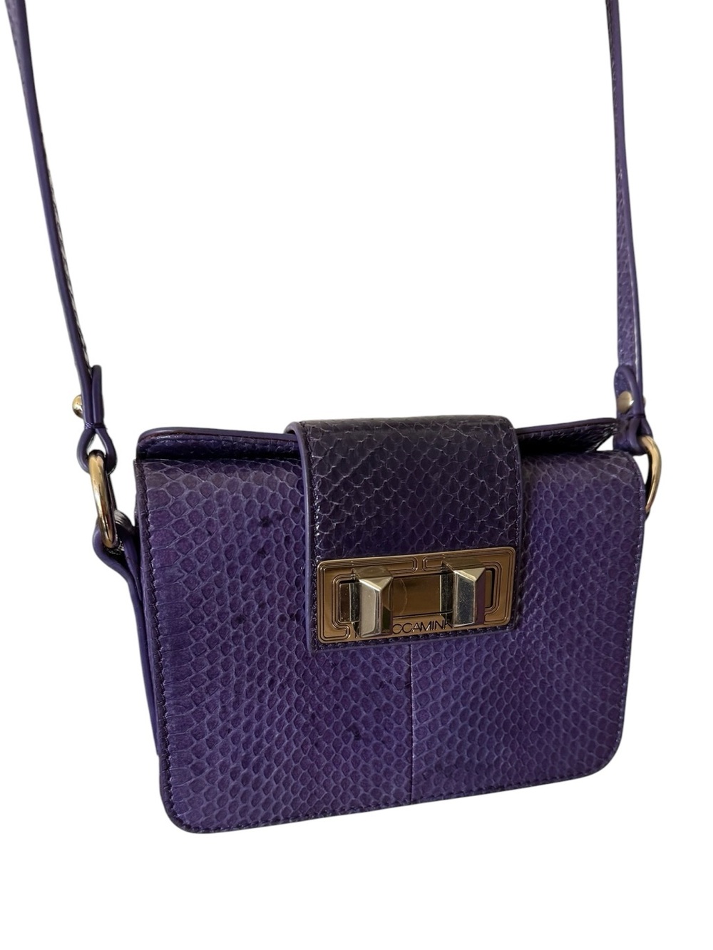 Rebecca Minkoff X4303 Mini Box Snakeskin Purple Crossbody Shoulder Bag